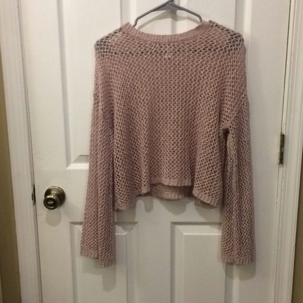 Dusty rose cropped Bell sleeve sweater